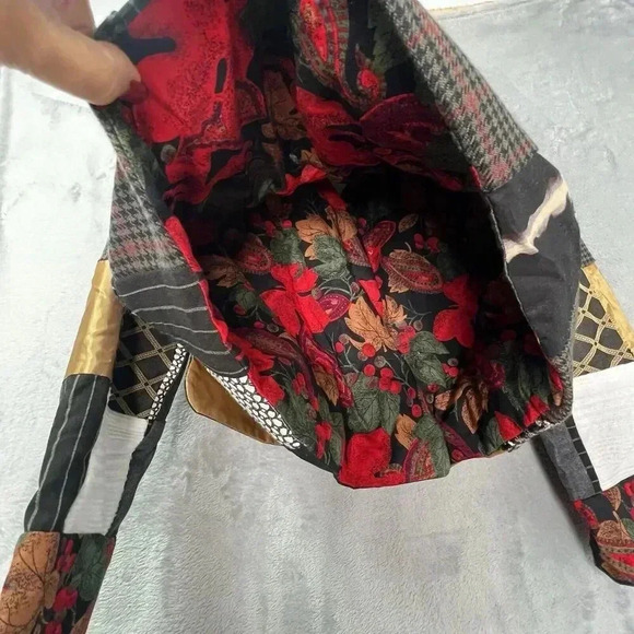 Vintage Patchwork Tapestry Reversible Artsy Boxy Cropped Blazer Jacket Sz L - Picture 11 of 16